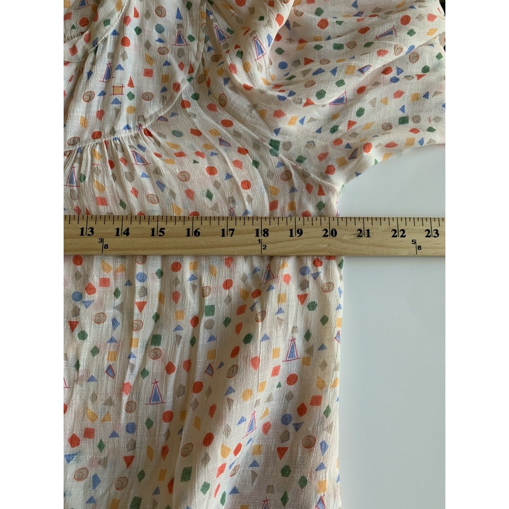 Maeve Womens Shirt Small Boho Tiered Geometric Cottage Button Up Tunic Peasant - Picture 4 of 8